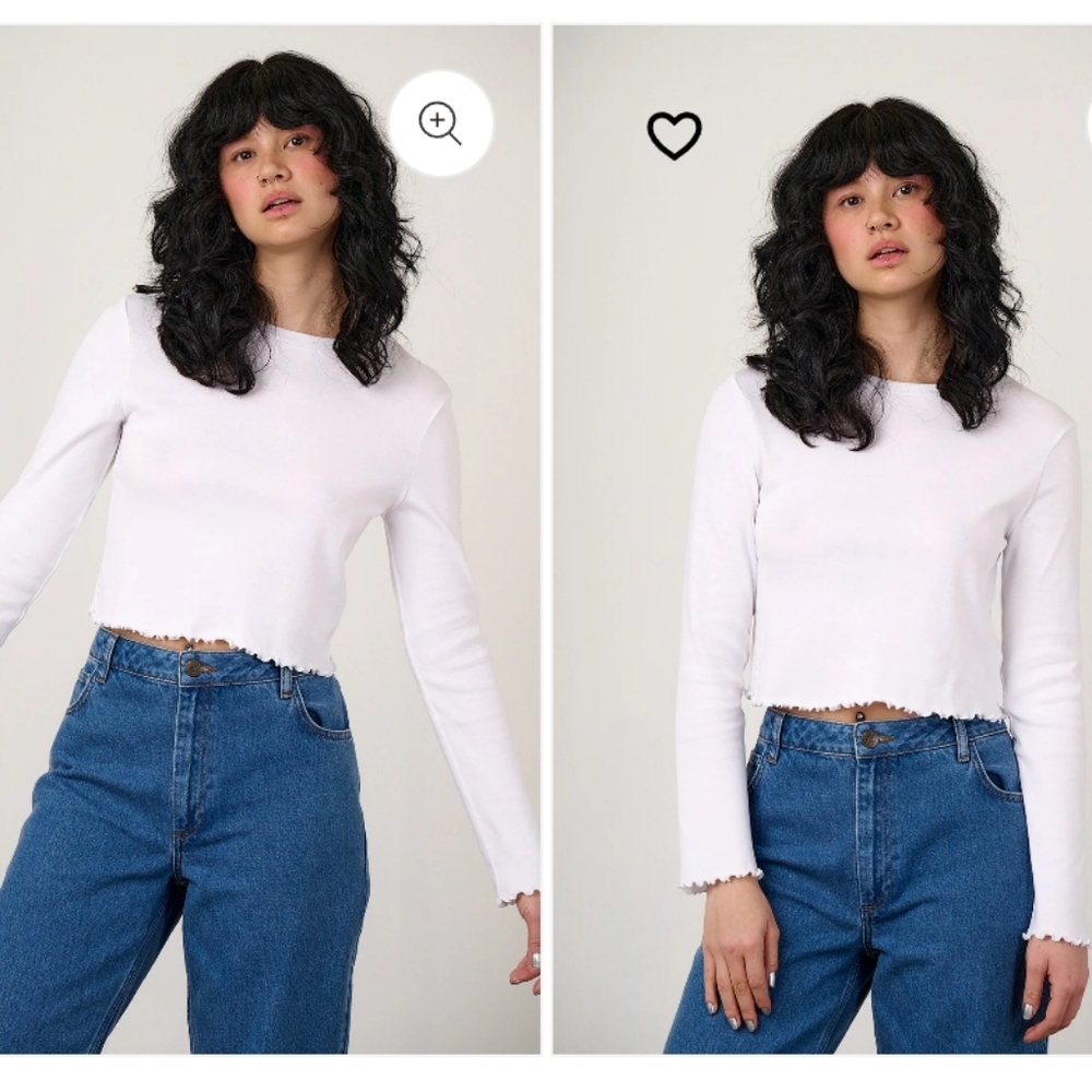 Lucy & Yak Hansel Long Sleeve White Crop Top